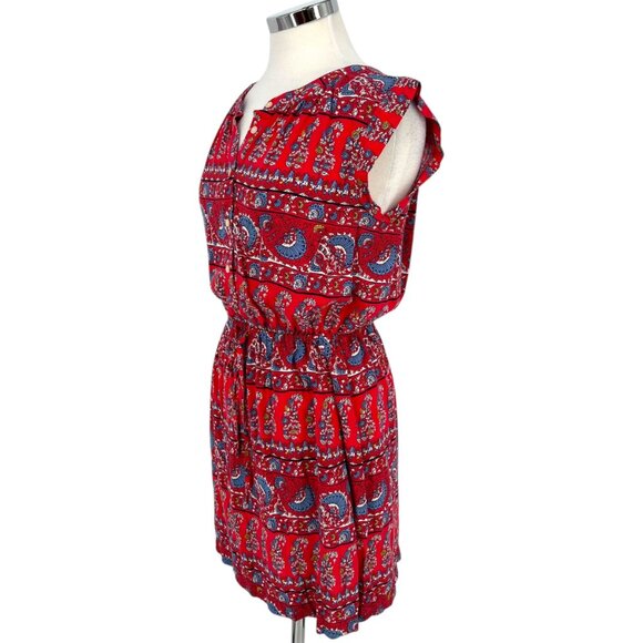 Ann Taylor Loft Paisley Print Sleeveless Dress Red Blue Size Small - Picture 7 of 12